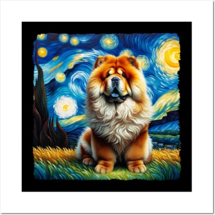 Starry Chow Chow Dog Portrait - Pet Portrait Posters and Art